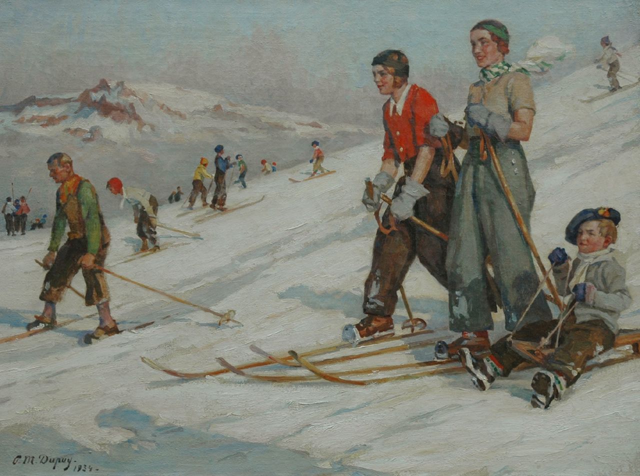 Dupuy P.M.  | Paul Michel Dupuy, Winterzon, Mégève, olieverf op doek 60,7 x 81,8 cm, gesigneerd linksonder en gedateerd 1934