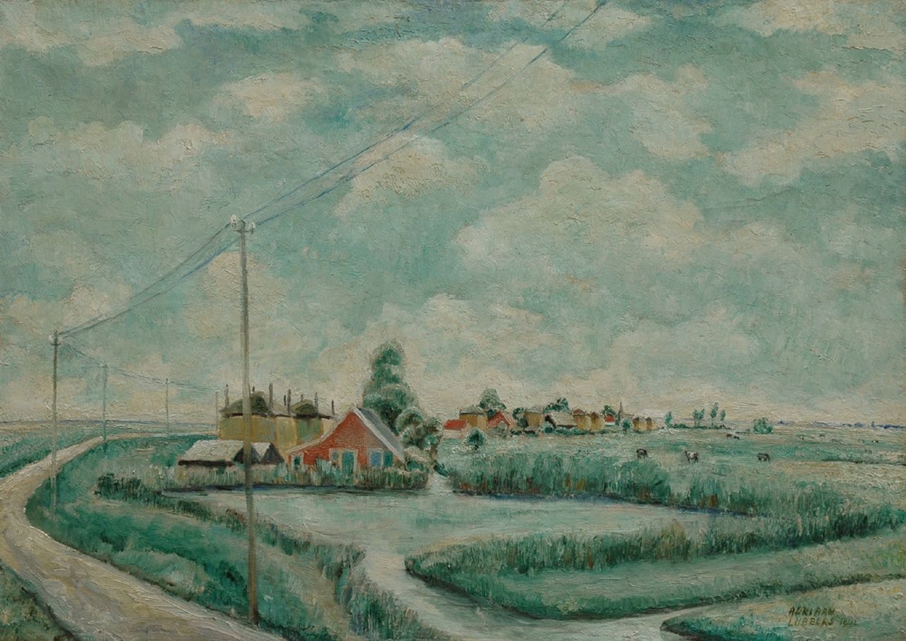 Lubbers A.  | Adriaan Lubbers, Noord-Hollands polderdorp, olieverf op doek 66,0 x 92,3 cm, gesigneerd rechtsonder en gedateerd 1942