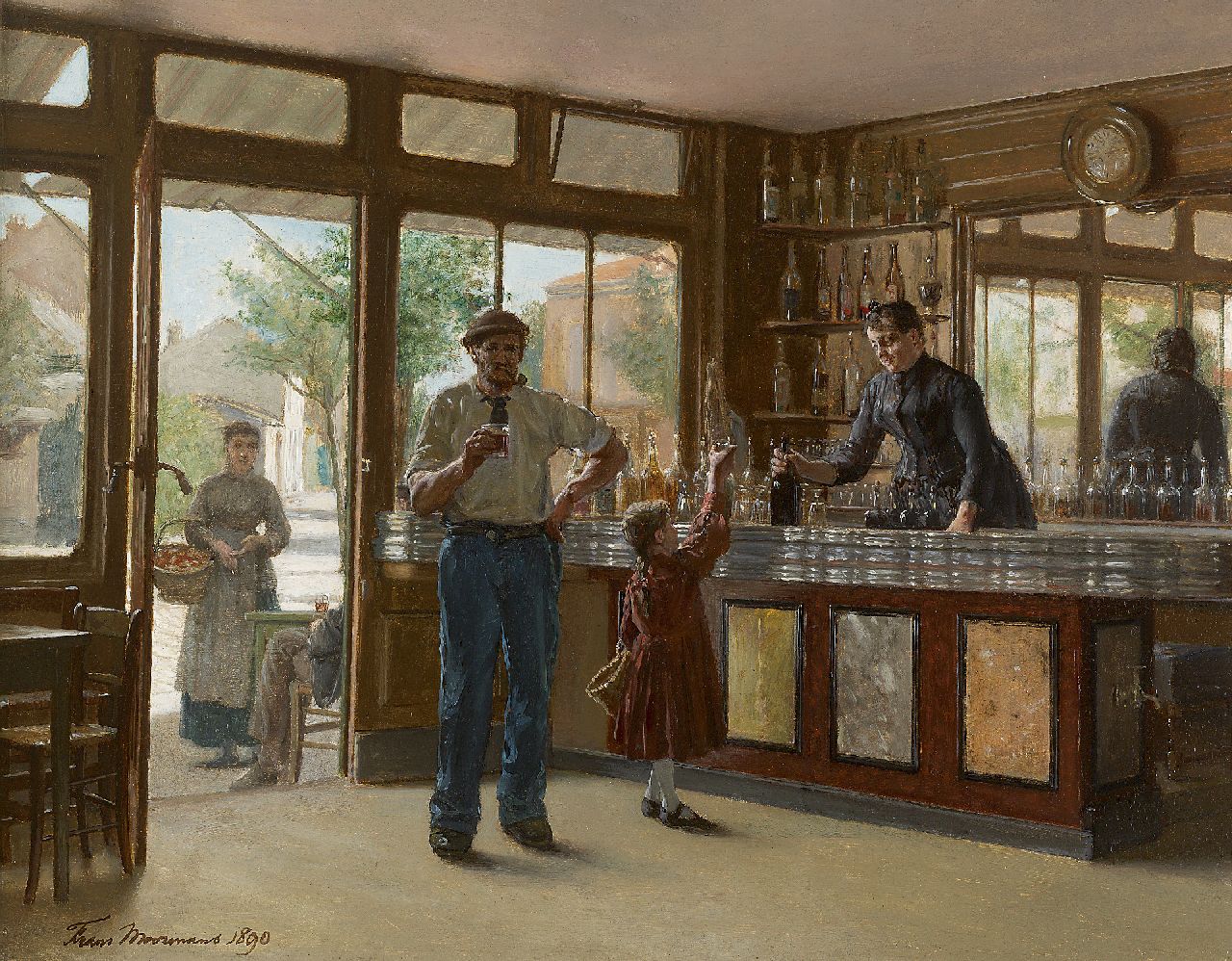 Frans Moormans | Aan de toog, olieverf op paneel, 36,7 x 46,1 cm, gesigneerd l.o. en gedateerd 1890