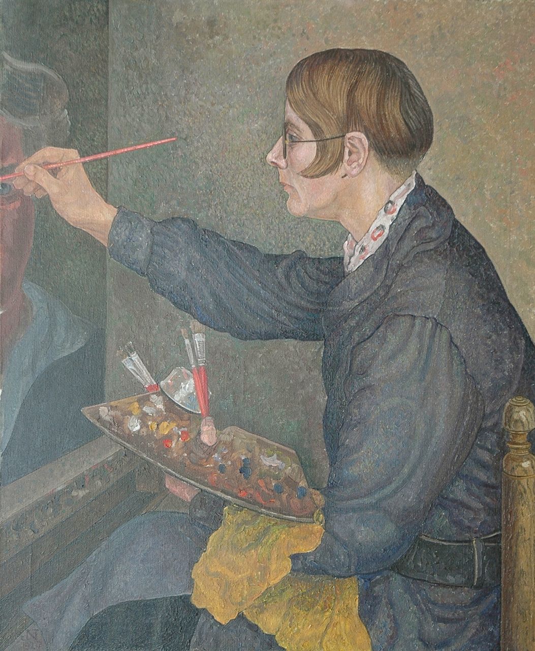 Nieweg J.  | Jakob Nieweg, Portret Charley Toorop, olieverf op doek 85,4 x 70,9 cm, gesigneerd linksonder met monogram en gedateerd 1927