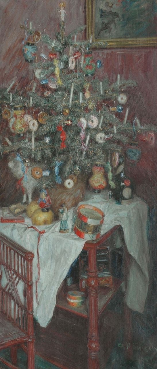 Hänisch A.  | Alois Hänisch, Kersttijd, olieverf op doek 108,4 x 47,5 cm, gesigneerd rechtsonder en gedateerd 1921