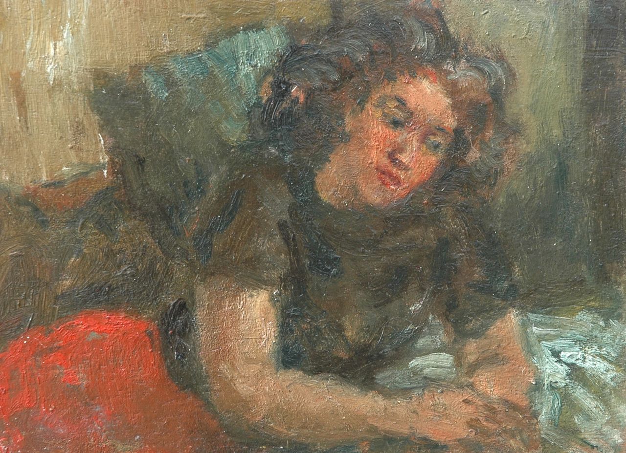 Grayson S.  | Stanley Clare Grayson, Jonge vrouw, olieverf op paneel 15,0 x 20,8 cm, te dateren ca. 1949