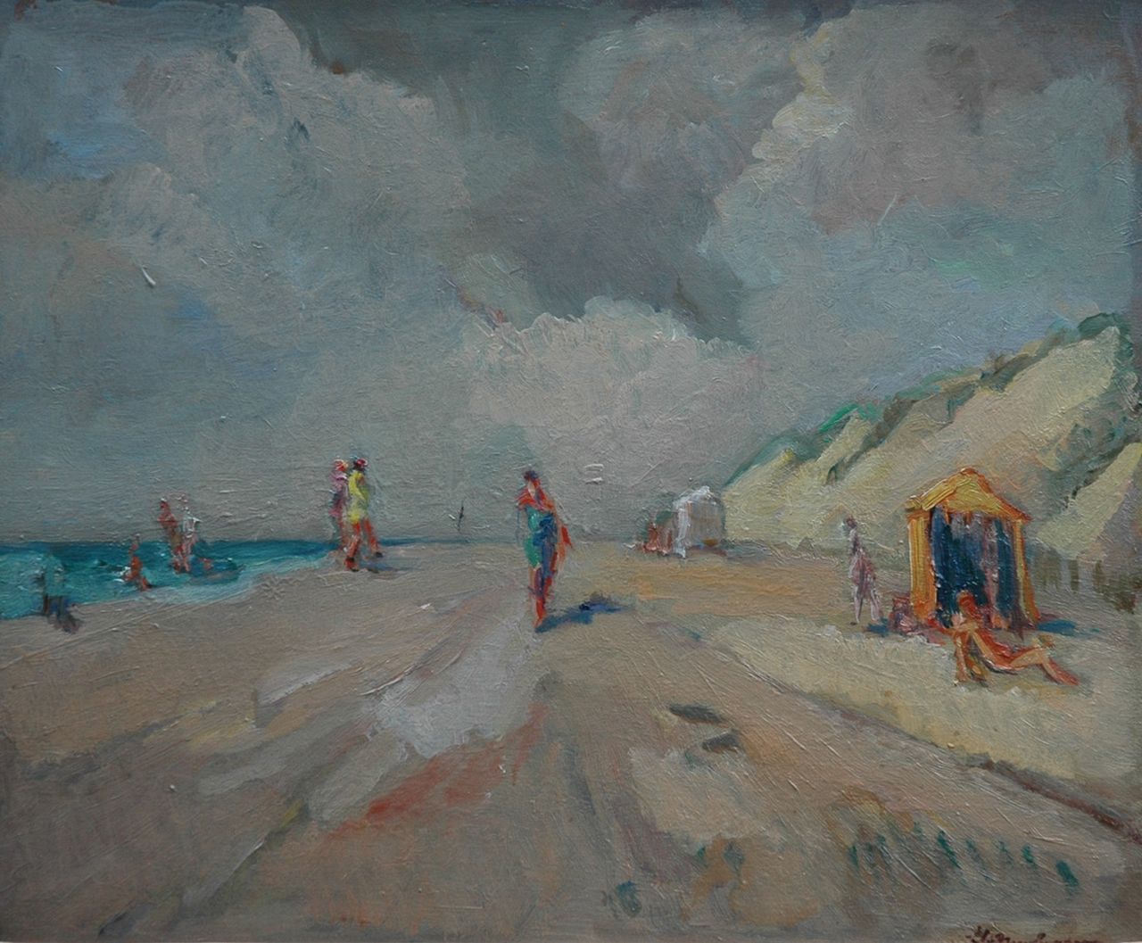 Neuburger E.  | Eliazer 'Elie' Neuburger, Aan het strand, olieverf op board 38,0 x 46,0 cm, gesigneerd rechtsonder