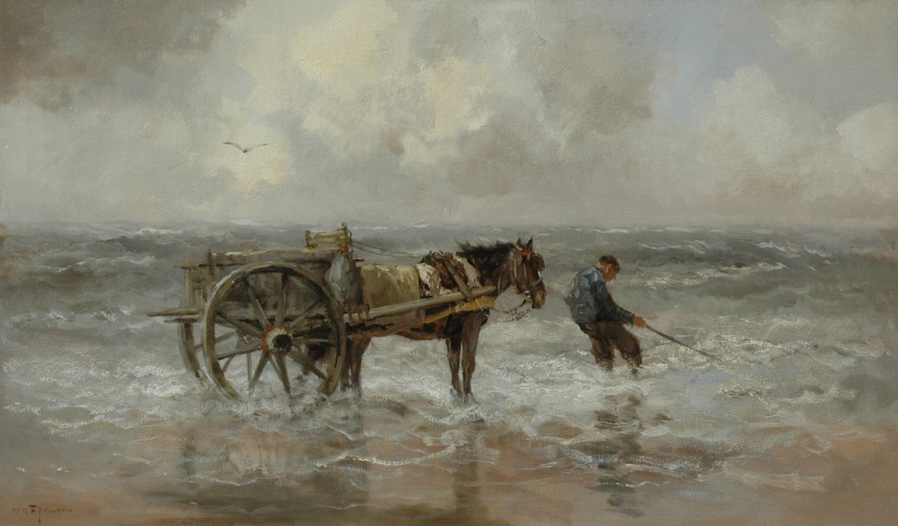 Jansen W.G.F.  | 'Willem' George Frederik Jansen, Schelpenvisser, olieverf op doek 60,0 x 104,0 cm, gesigneerd linksonder