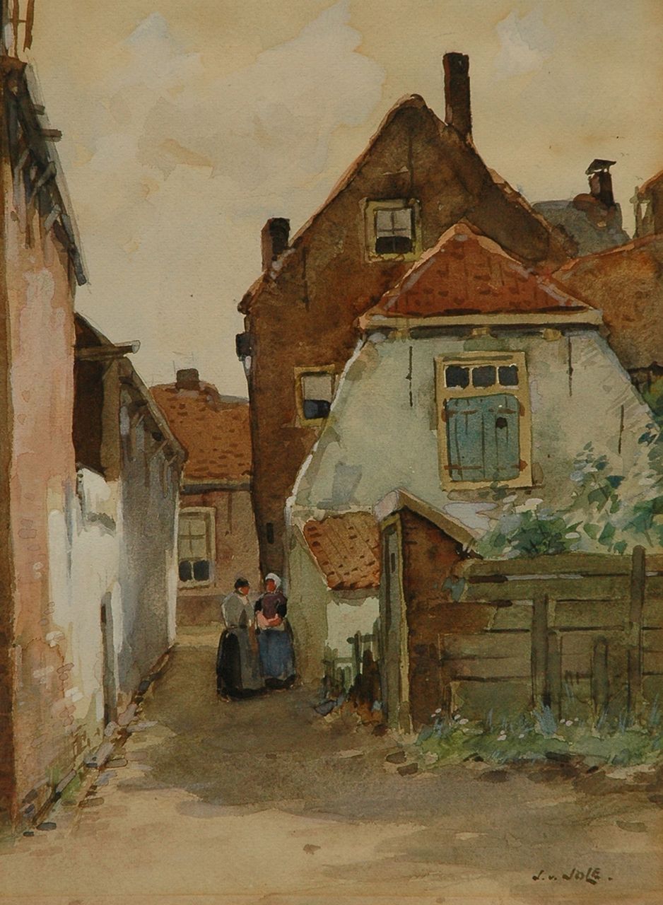 Jole J.G. van | Joseph Gerardus van Jole, Straatje in Leidschendam, aquarel op papier 35,7 x 25,7 cm, gesigneerd rechtsonder