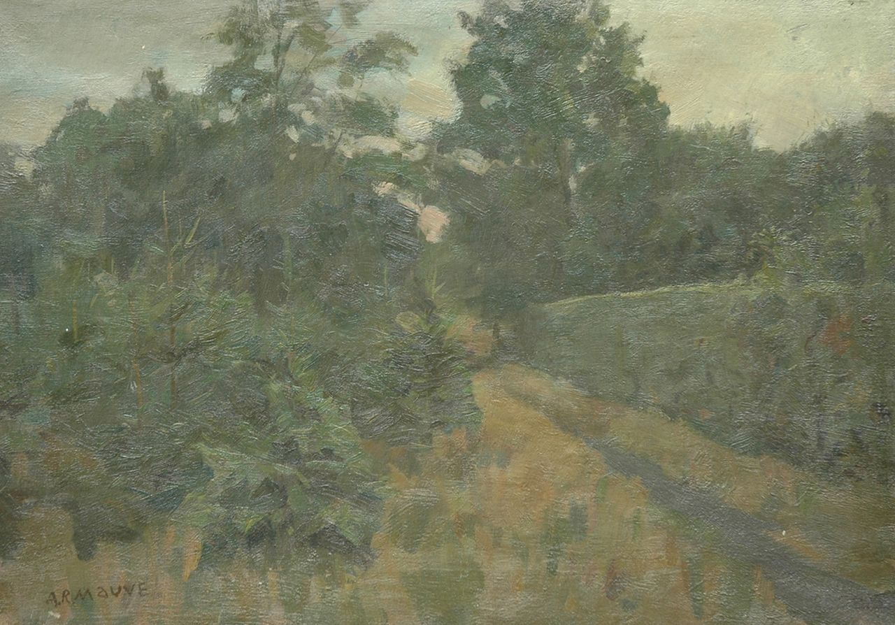 Mauve jr. A.R.  | Anton Rudolf Mauve jr., Pad langs een bosrand, olieverf op doek 40,0 x 57,0 cm, gesigneerd linksonder