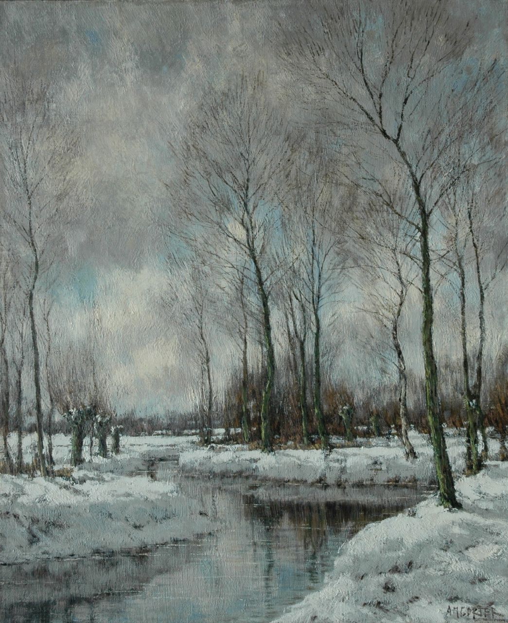 Gorter A.M.  | 'Arnold' Marc Gorter, De Vordense Beek in de winter, olieverf op doek 56,5 x 46,4 cm, gesigneerd rechtsonder