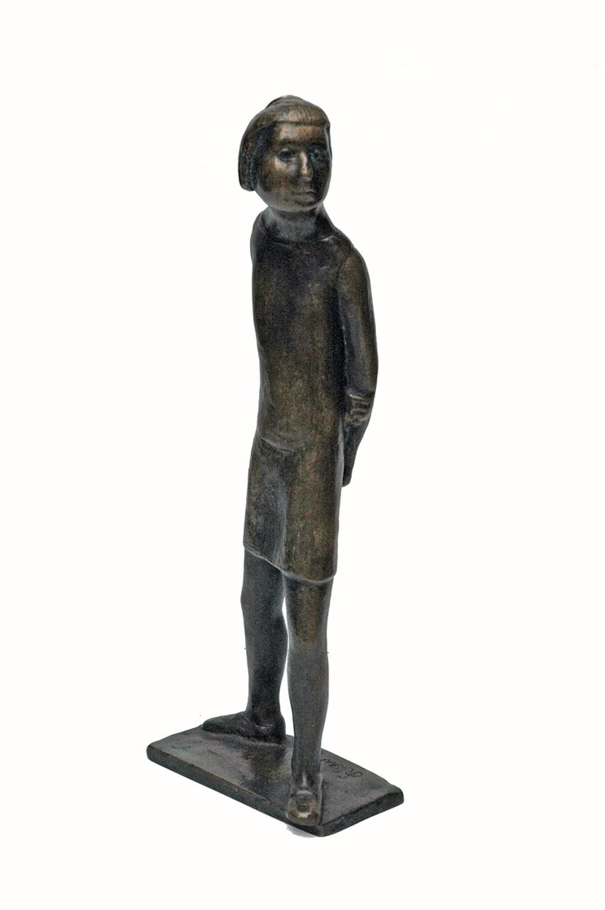 Kluth K.  | Karl Kluth, Staand meisje, brons 34,7 x 12,8 cm, gesigneerd op basis