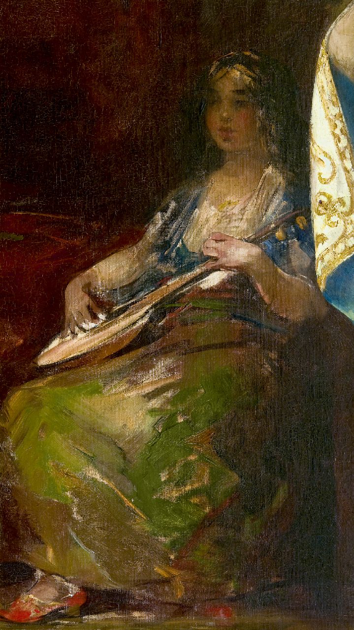 Smith H.  | Hobbe Smith | Schilderijen te koop aangeboden | Luitspelende vrouw, olieverf op doek 105,7 x 60,5 cm