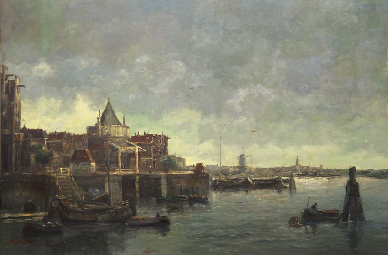 Smith H.  | Hobbe Smith, Amsterdams stadsgezicht met de Schreierstoren, olieverf op doek 99,0 x 150,0 cm, gesigneerd linksonder