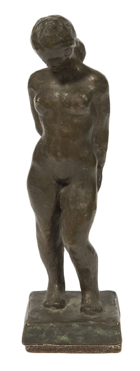 Helge Högbom | Vrouwelijk naakt, staand, brons, 18,4 x 5,7 cm, gesigneerd op zijkant basis