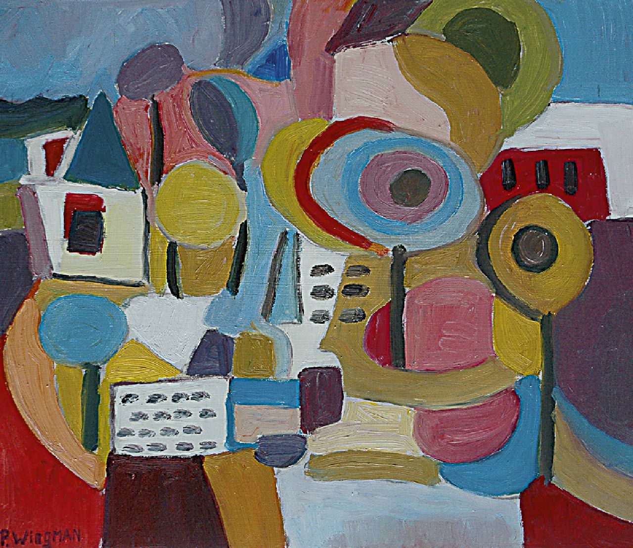 Wiegman P.J.M.  | Petrus Jacobus Maria 'Piet' Wiegman, Dorp, olieverf op board 50,0 x 57,8 cm, gesigneerd linksonder