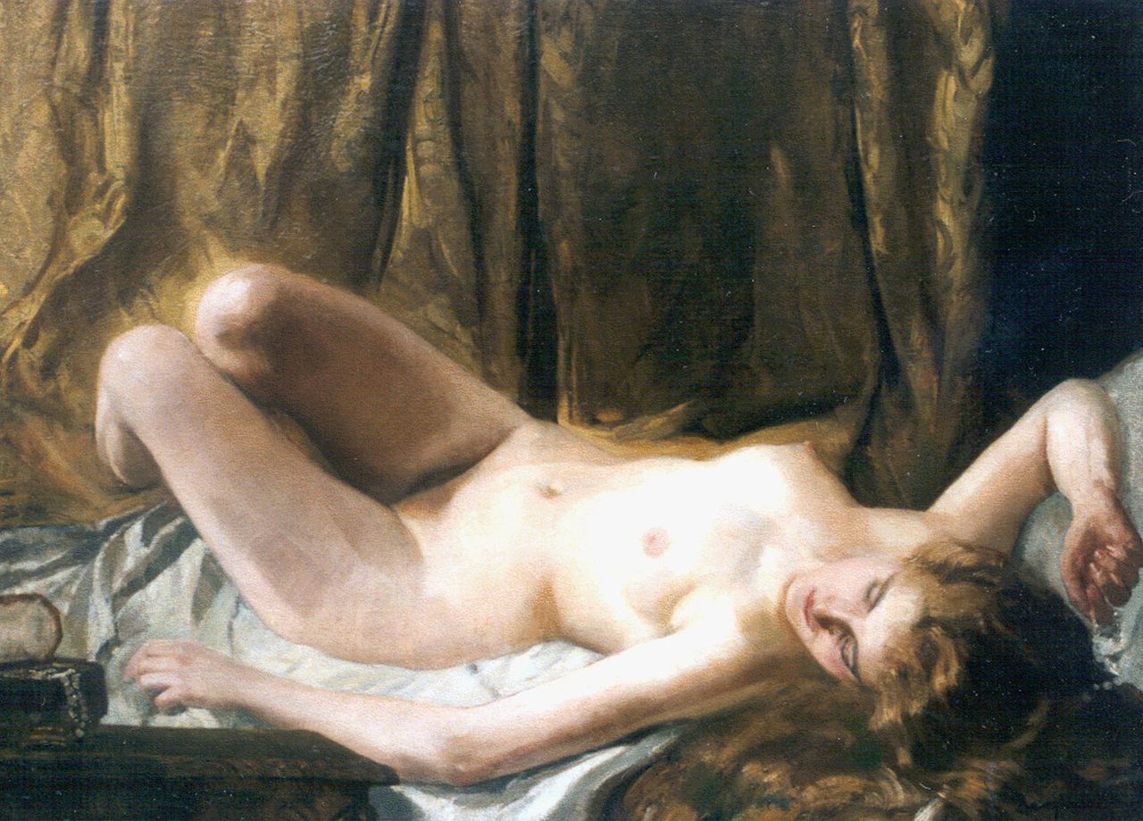 Rezso of Rodolphe Zsombolya-Burghart | Liggend naakt, olieverf op doek, 86,0 x 116,0 cm, gesigneerd r.o.