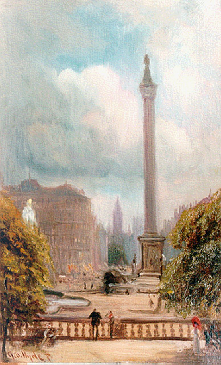 Hyde-Pownall G.  | George Hyde-Pownall, Trafalgar Square, olieverf op paneel 25,6 x 16,0 cm, gesigneerd linksonder