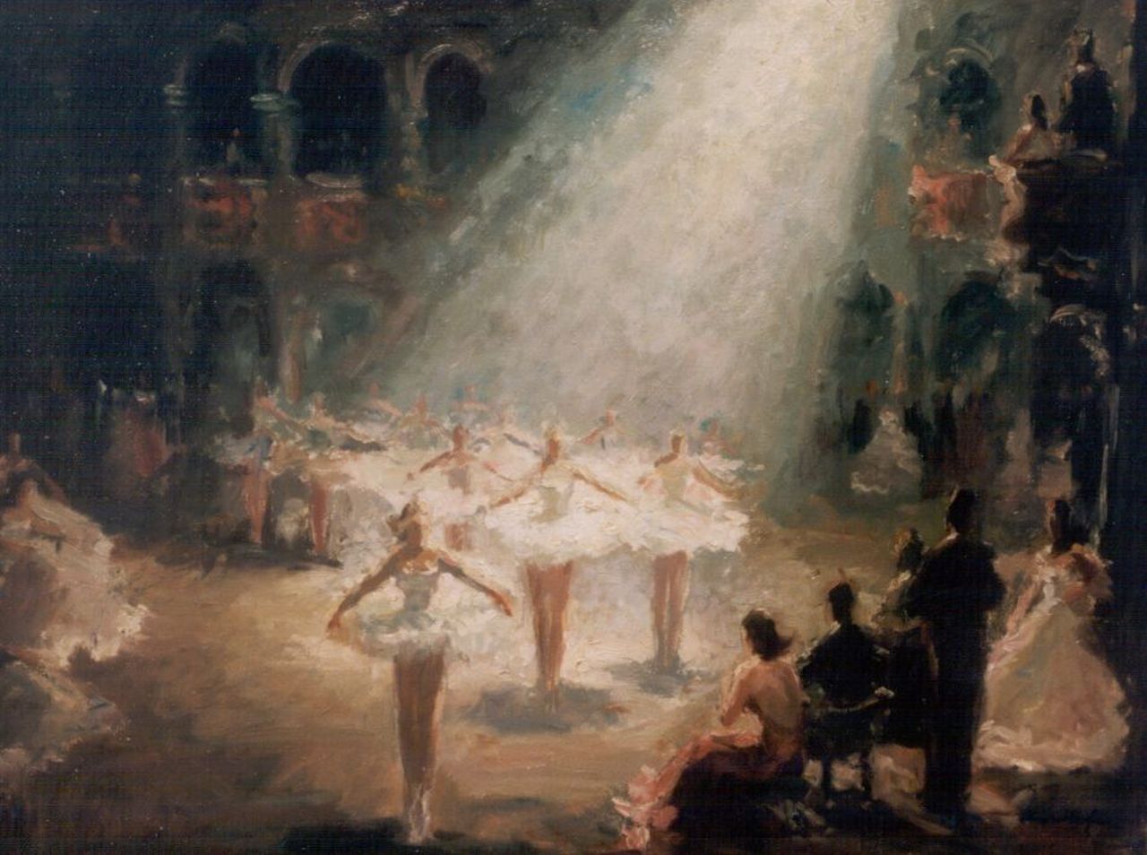 Mayrhofer M.  | Max Mayrhofer, De balletvoorstelling, olieverf op doek 60,2 x 80,2 cm, gesigneerd rechtsonder
