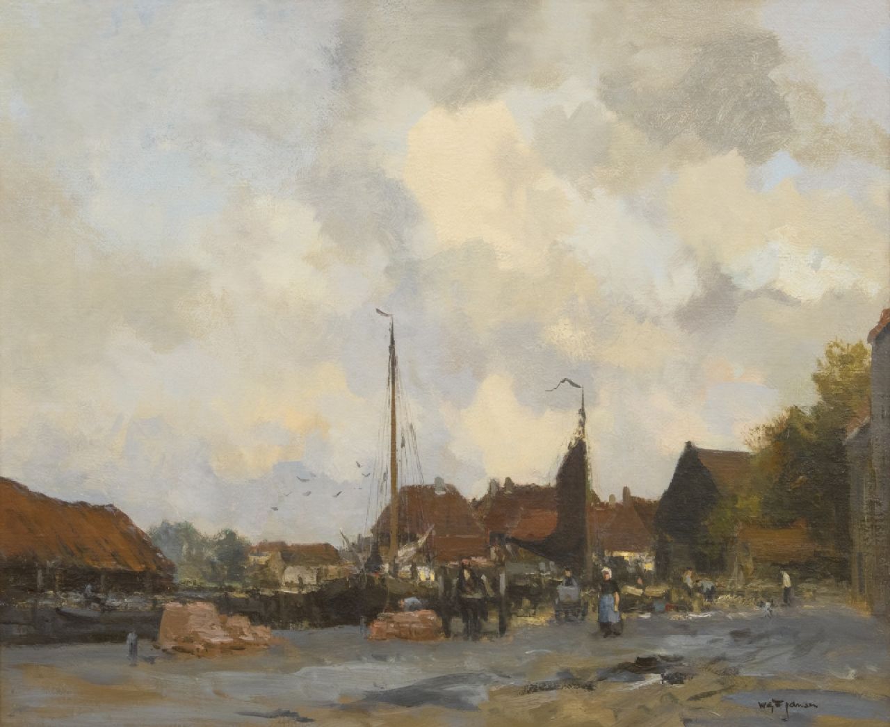 Jansen W.G.F.  | 'Willem' George Frederik Jansen | Schilderijen te koop aangeboden | Binnenhaven, olieverf op doek 63,0 x 76,3 cm, gesigneerd rechtsonder