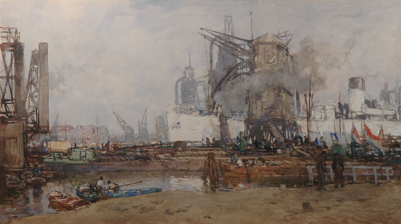 Mastenbroek J.H. van | Johan Hendrik van Mastenbroek, De witte boot, aquarel en gouache op papier 60,0 x 102,0 cm, gesigneerd rechtsonder en gedateerd 1914