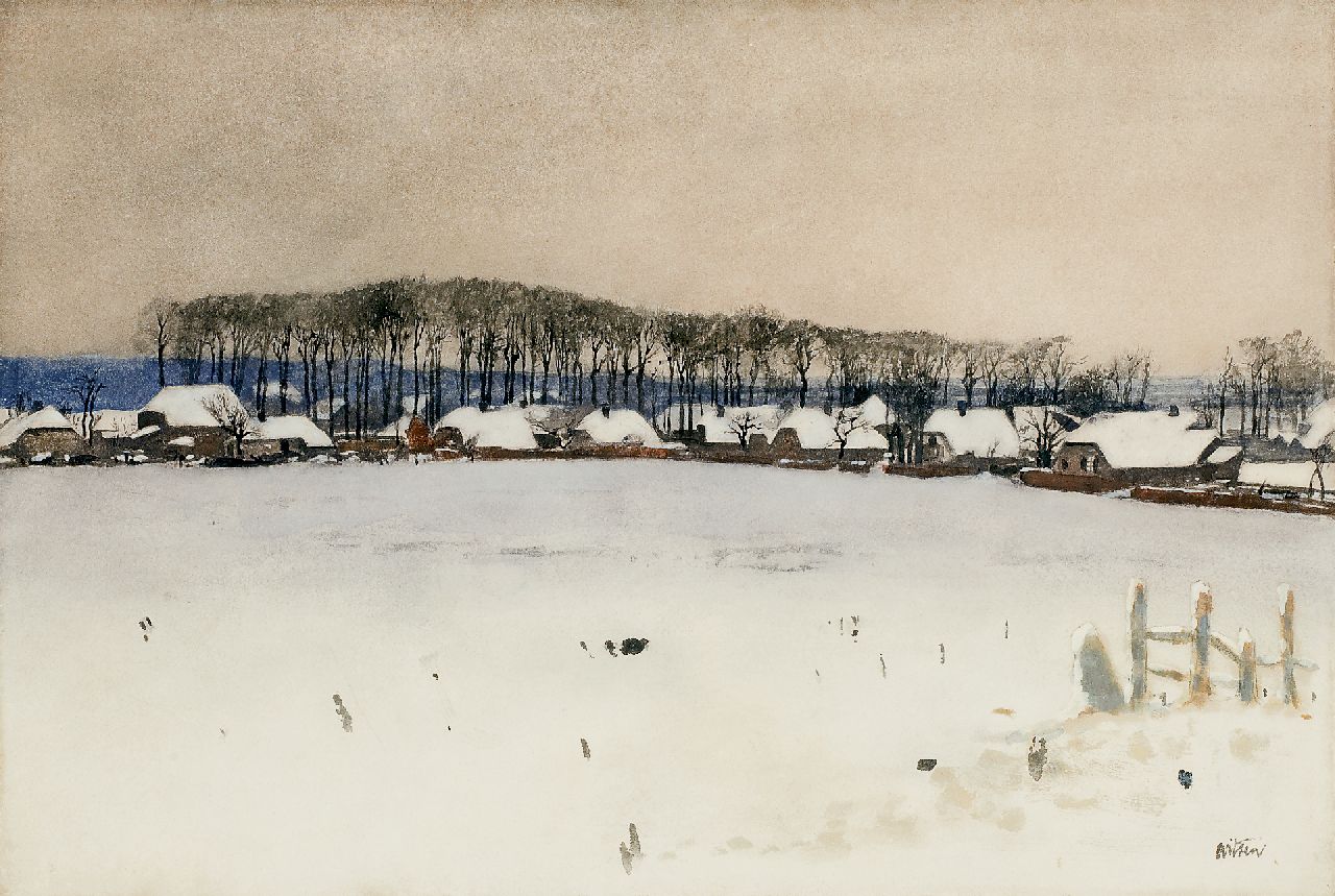 Witsen W.A.  | 'Willem' Arnold Witsen, Winter te Ede, aquarel op papier 36,9 x 54,2 cm, gesigneerd rechtsonder en te dateren ca. 1895