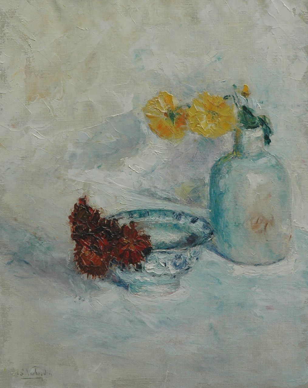 Verheyden I.  | Isidore Verheyden, Stilleven met bloemen, olieverf op doek 50,2 x 40,6 cm, gesigneerd linksonder
