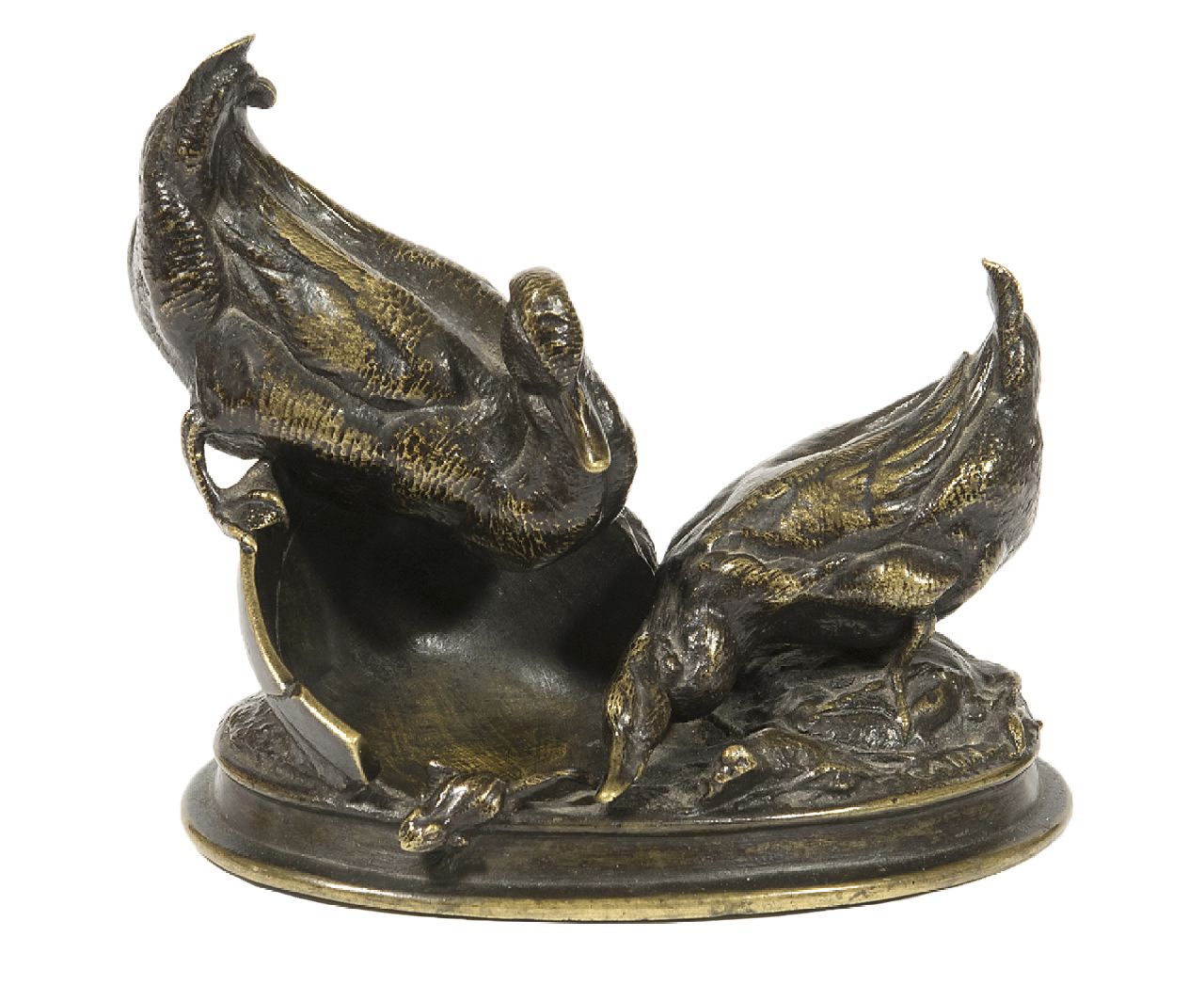 Cain A.N.  | Auguste-Nicolas Cain | Beelden en objecten te koop aangeboden | Eendenpaar met hun kroost, brons 9,9 x 11,0 cm
