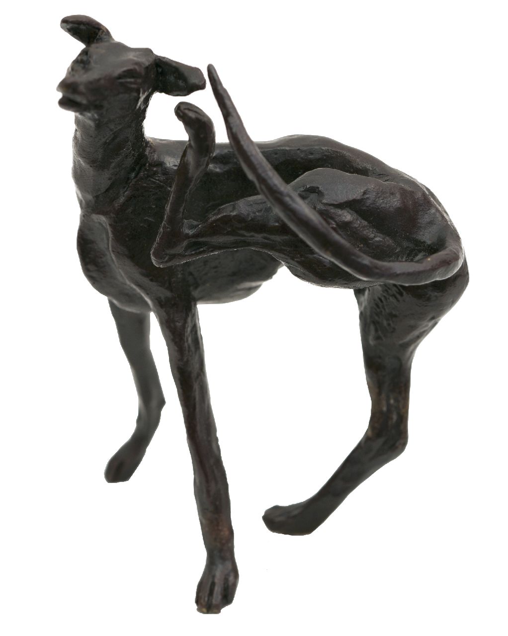 Harriët Glen | Hazewindhond, brons, 10,3 x 8,0 cm, gesigneerd op rechter achterpoot