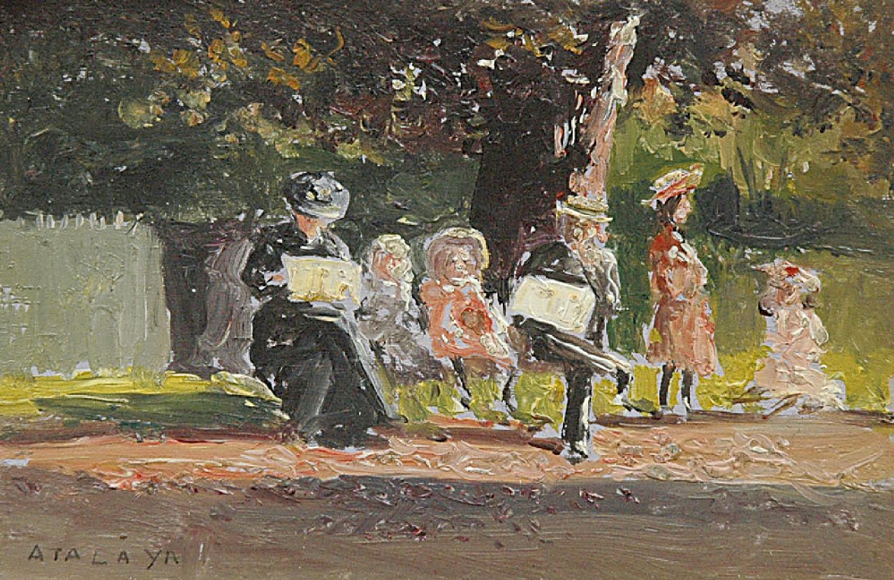 Atalaya González E.  | Enrique Atalaya González, Jardin du Ranelagh, Parijs, olieverf op papier 7,4 x 10,9 cm, gesigneerd linksonder en verso gedateerd 7-10-06 op visitekaartje