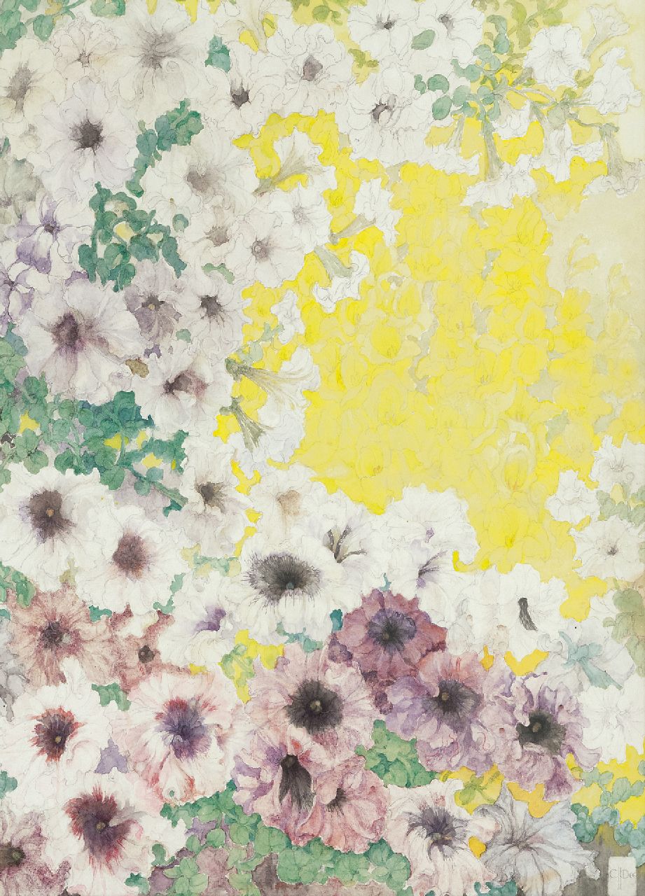Corneille Henri Dee | Voorjaarsbloemen, potlood en aquarel op papier, 77,0 x 55,0 cm, gesigneerd r.o. met monogram