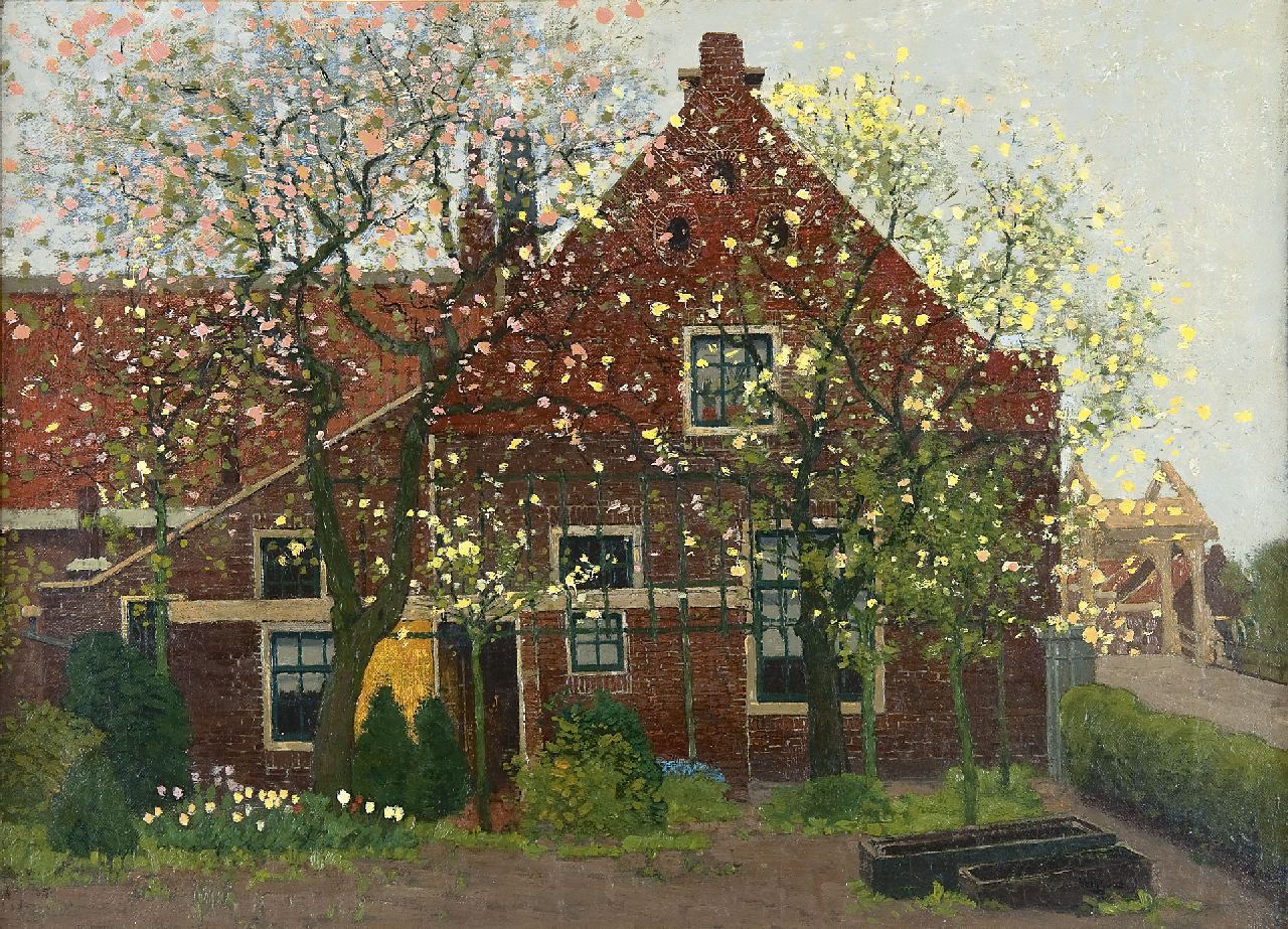 Wiggers D.  | Dirk 'Derk' Wiggers, Huisje te Loenen in het voorjaar, olieverf op doek 43,4 x 59,3 cm, gesigneerd rechtsonder