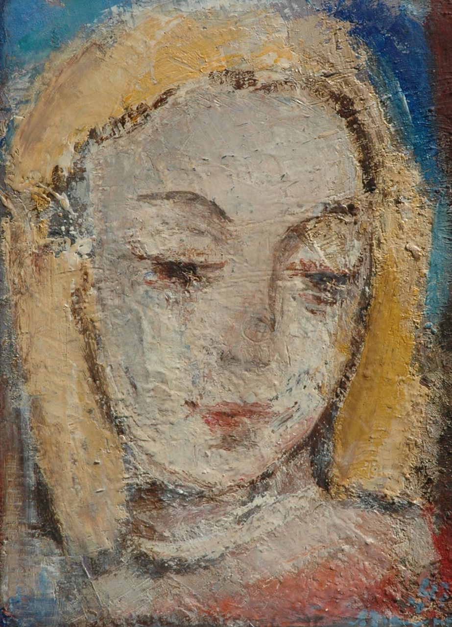 Nanninga J.  | Jacob 'Jaap' Nanninga, Meisjeskopje, olieverf op board 40,4 x 29,7 cm, gesigneerd rechtsonder en gedateerd '43