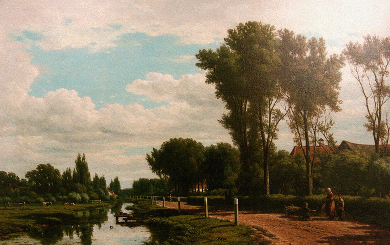 Maaten J.J. van der | Jacob Jan van der Maaten, Zomerlandschap met riviertje, olieverf op doek 61,0 x 91,0 cm, gesigneerd rechtsonder