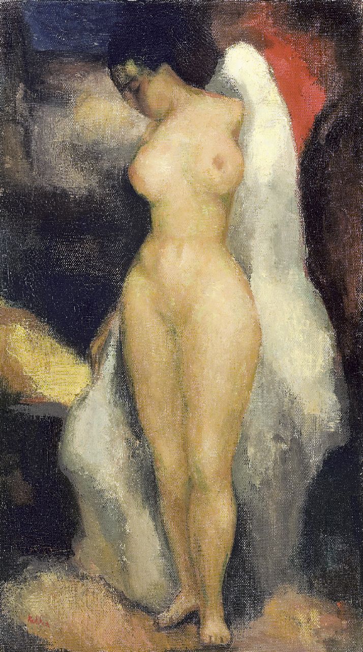 Kelder A.B.  | Antonius Bernardus 'Toon' Kelder | Schilderijen te koop aangeboden | Vrouwelijk naakt, olieverf op doek 47,3 x 27,5 cm, gesigneerd linksonder