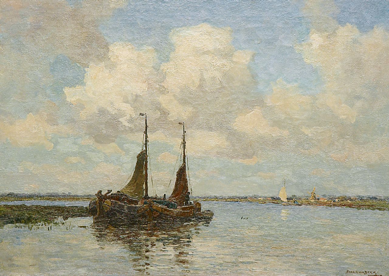 Beek B.A. van | Bernardus Antonie van Beek, Schepen voor anker op de Wijde Blick bij Kortenhoef, olieverf op doek 50,3 x 70,2 cm, gesigneerd rechtsonder Beek B.A. van | Bernardus Antonie van Beek, Schepen voor anker op de Wijde Blick bij Kortenhoef, olieverf op doek 50,3 x 70,2 cm, gesigneerd rechtsonder