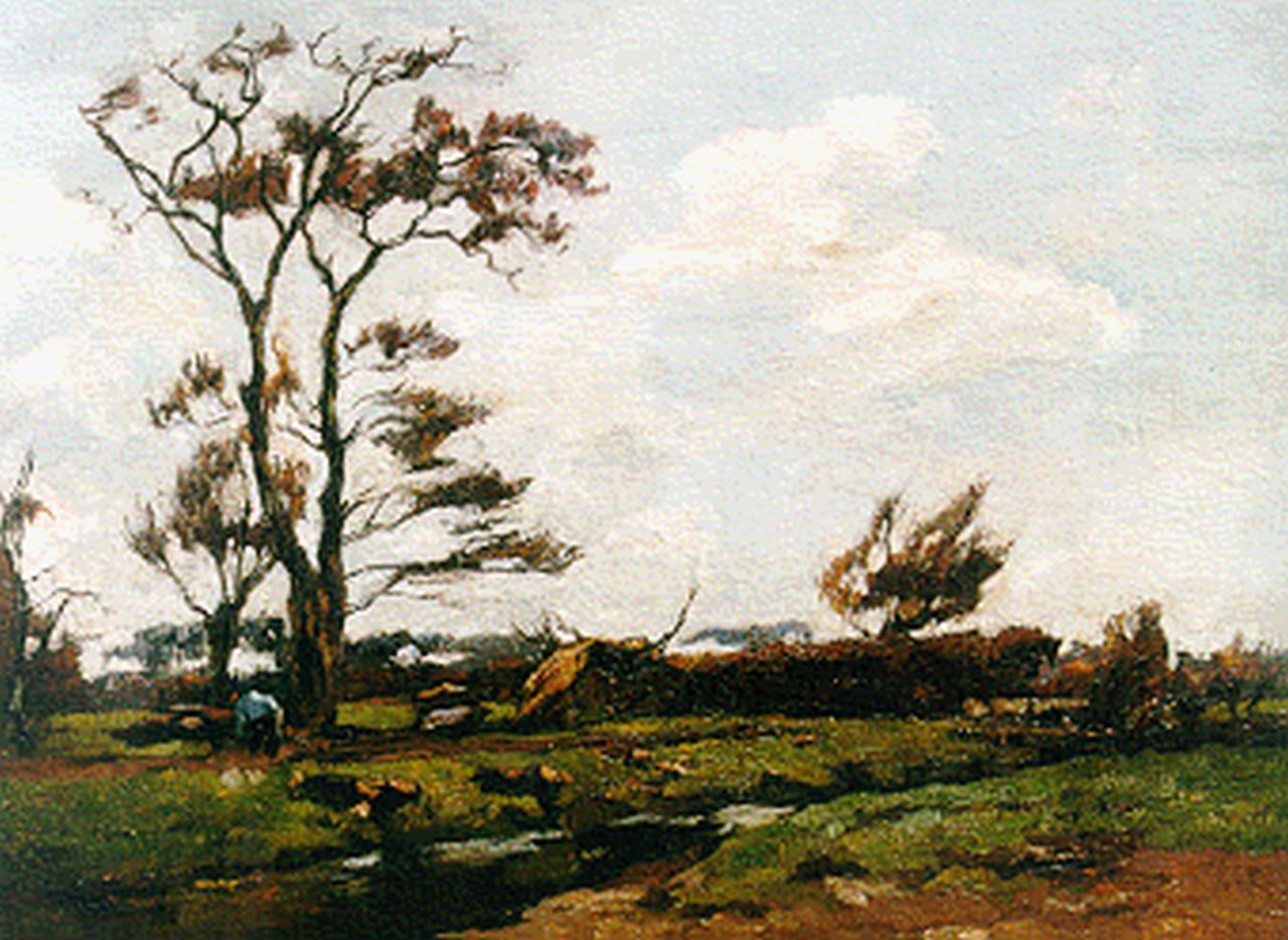 Zwart W.H.P.J. de | Wilhelmus Hendrikus Petrus Johannes 'Willem' de Zwart, Landschap, olieverf op doek 33,5 x 45,7 cm, gesigneerd linksonder