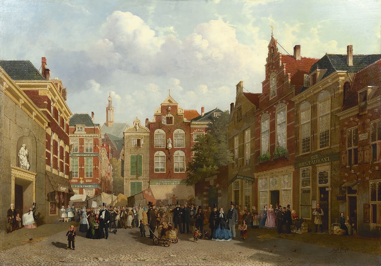 Bles J.  | Joseph Bles, Kermis op de Grote Markt in Den Haag met de St. Jacobskerk op de achtergrond, olieverf op paneel 83,1 x 118,0 cm, gesigneerd rechtsonder