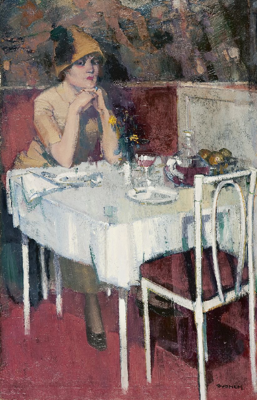 Hem P. van der | Pieter 'Piet' van der Hem, Café de Paris, olieverf op doek 88,0 x 57,3 cm, gesigneerd rechtsonder