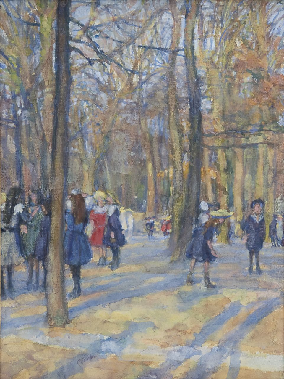 Büttner E.  | Erich Büttner, Kinderen in de dierentuin, Berlijn, aquarel op papier 34,0 x 25,5 cm, gesigneerd linksonder, en verso met monogram en gedateerd '09