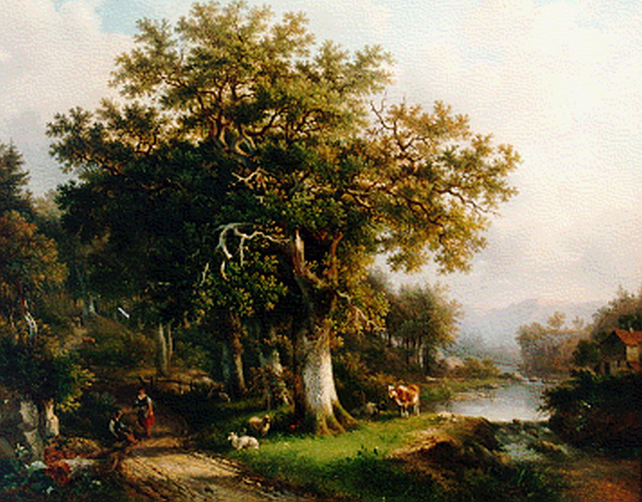 Christ P.C.  | Pieter Caspar Christ, Romantisch boslandschap, olieverf op doek 79,3 x 83,5 cm, gesigneerd rechtsonder en gedateerd 1854