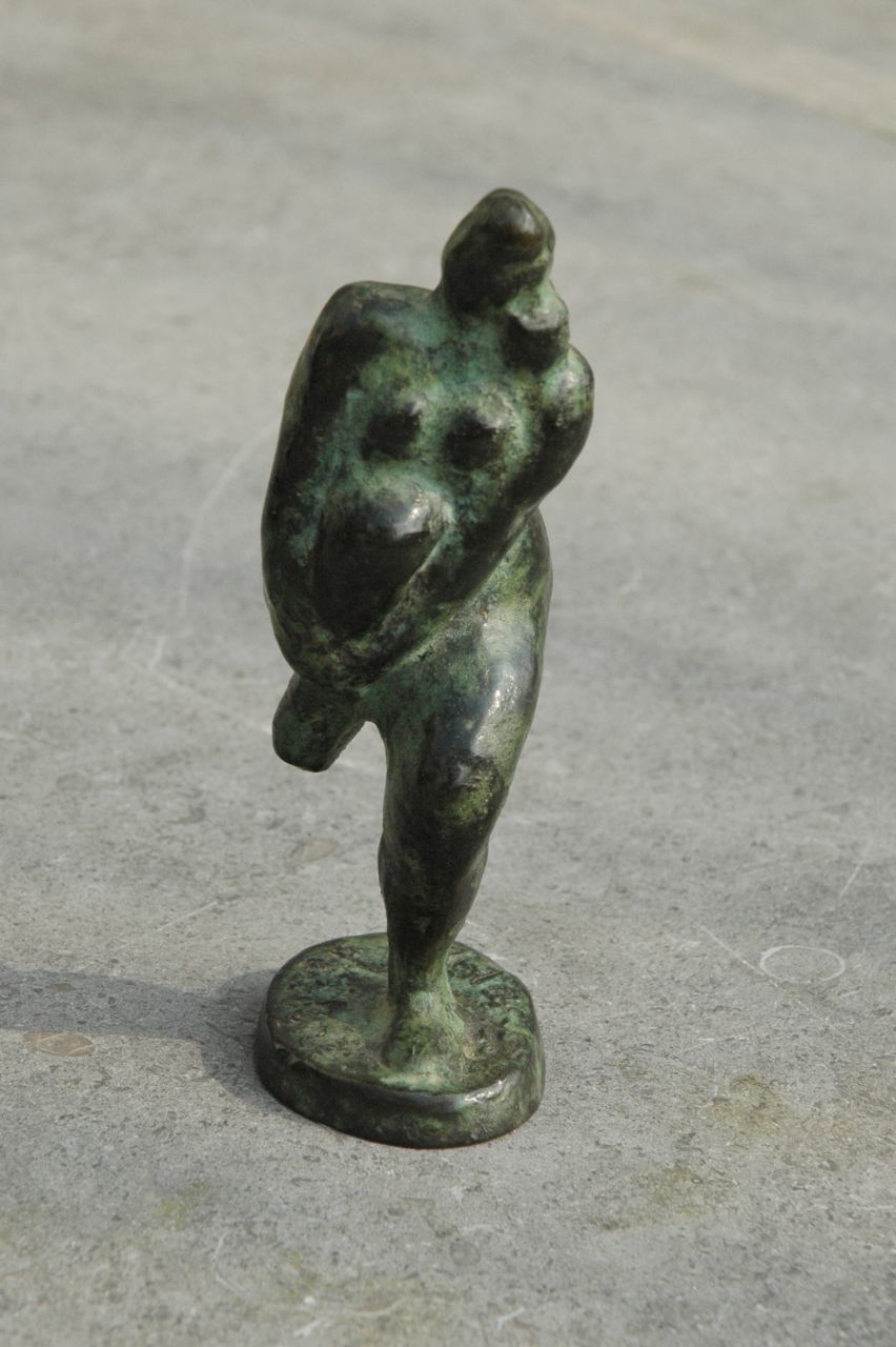 Jonk N.  | Nicolaas 'Nic' Jonk, Danseres met gebogen been, brons 12,6 x 4,5 cm, gesigneerd op basis en gedateerd 1982