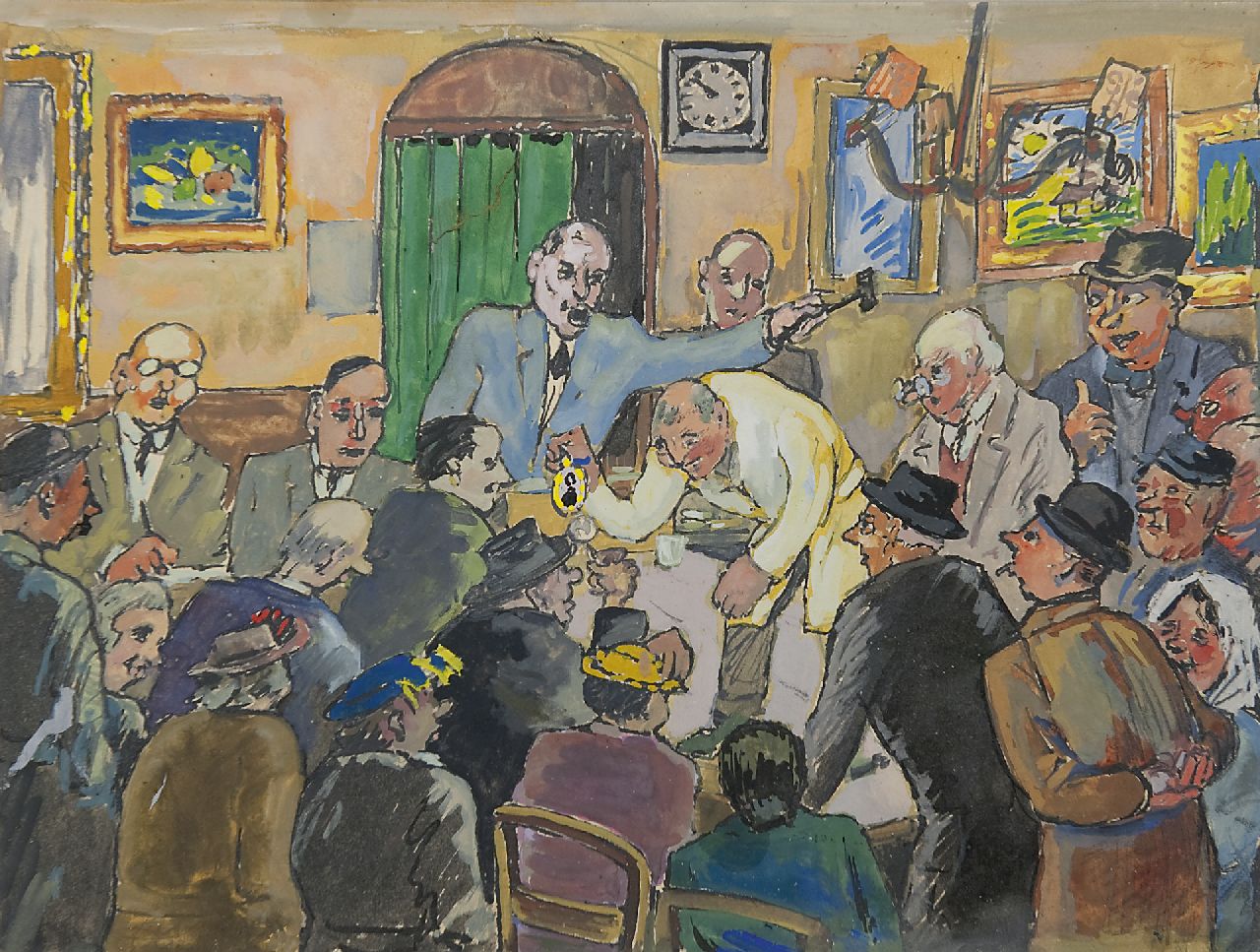 Gerardus Hendrikus Maria Drieman | De veiling, potlood en aquarel op papier, 21,3 x 27,6 cm, gesigneerd verso Gerardus Hendrikus Maria Drieman | De veiling, potlood en aquarel op papier, 21,3 x 27,6 cm, gesigneerd verso