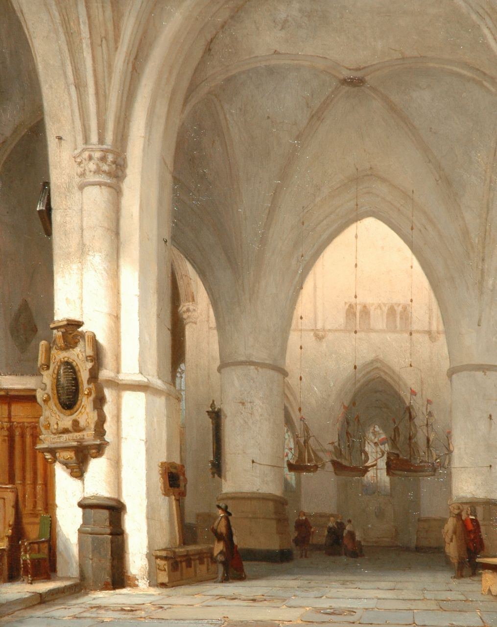 Schenkel J.J.  | Jan Jacob Schenkel, Interieur van de St. Bavokerk, Haarlem, olieverf op paneel 45,1 x 35,9 cm, gesigneerd linksonder en gedateerd 1857