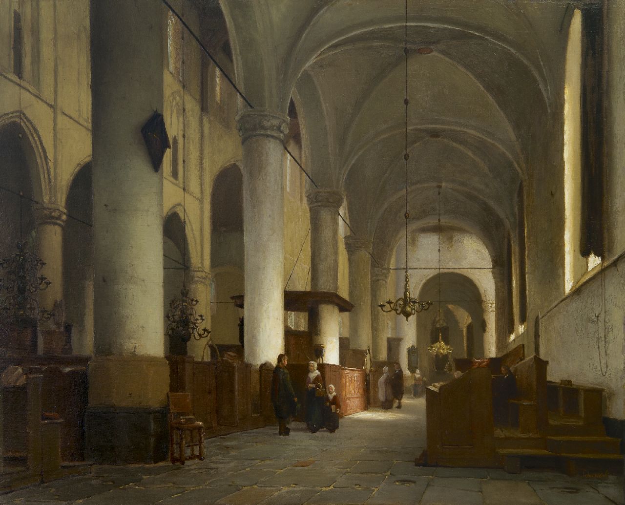 Schenkel J.J.  | Jan Jacob Schenkel, Interieur van de Grote Kerk te Naarden, olieverf op paneel 51,6 x 62,9 cm, gesigneerd rechtsonder