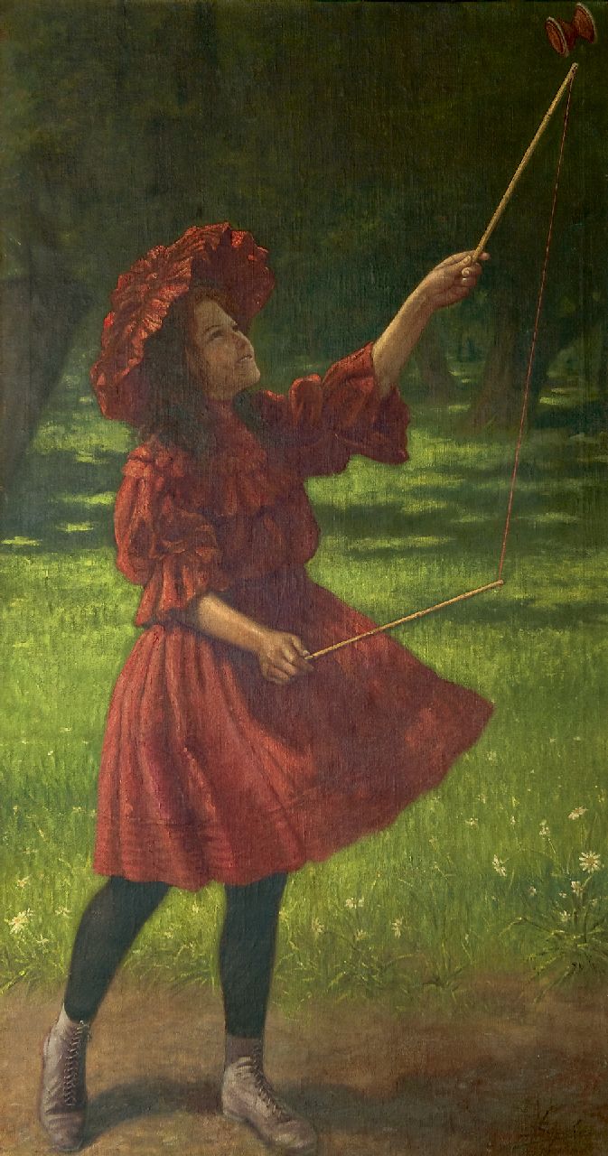 Vittorio Schiavon | Meisje met diabolo, olieverf op doek, 155,1 x 81,5 cm, gesigneerd r.o.