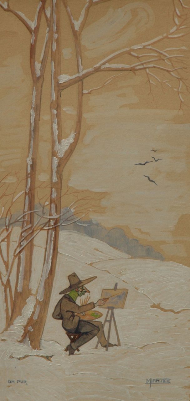 Flize M. la | Maurice la Flize, Un pur, aquarel en gouache op papier op karton 46,4 x 23,5 cm, gesigneerd rechtsonder