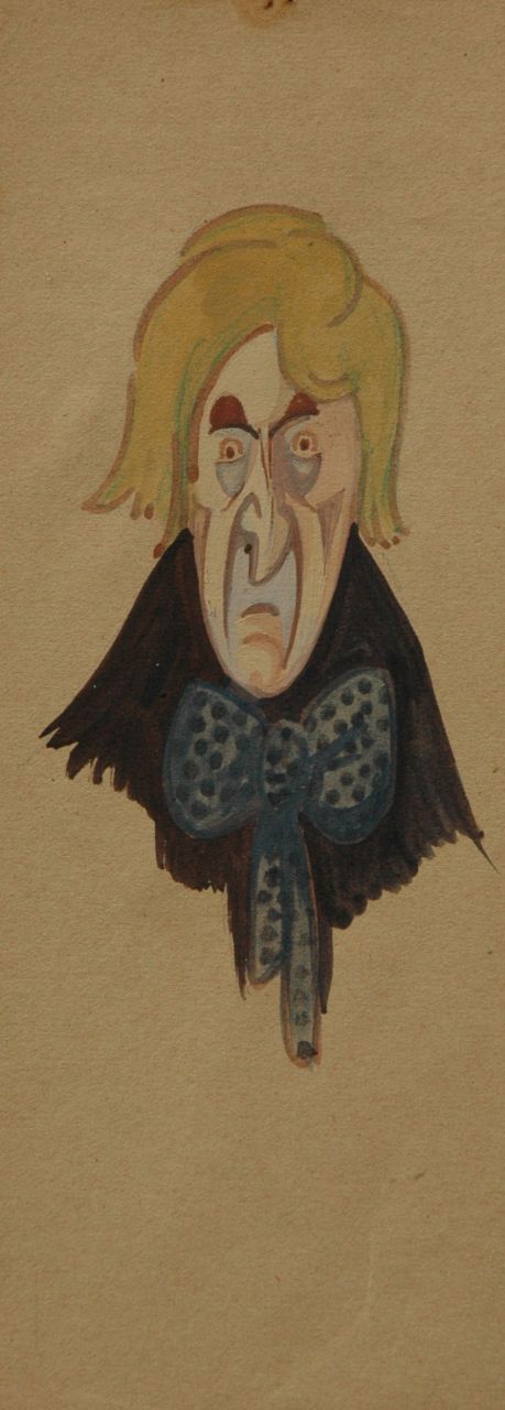 Flize M. la | Maurice la Flize, Mannenkop, aquarel op papier op karton 19,1 x 8,0 cm