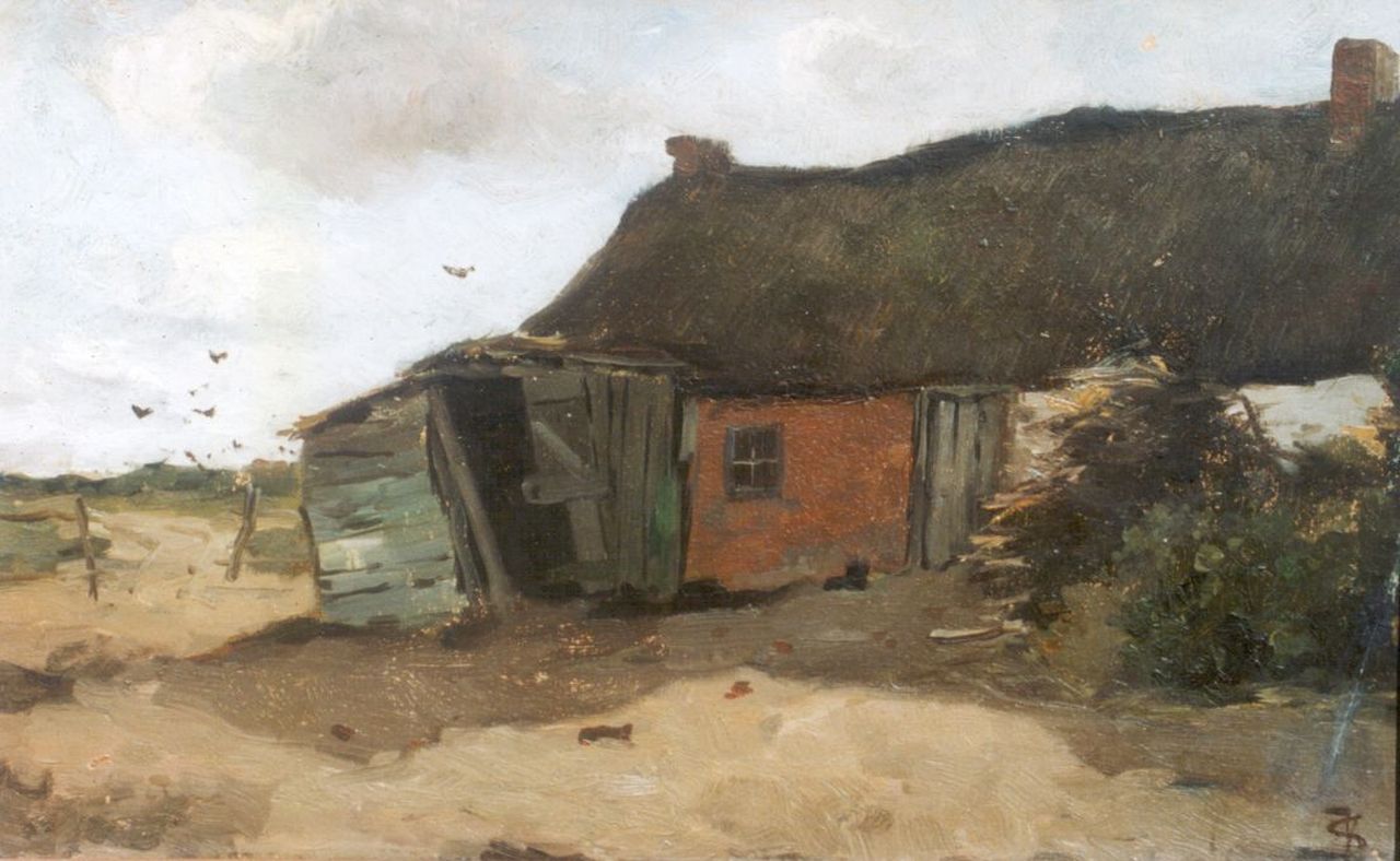 Scherrewitz J.F.C. | Johan Frederik Cornelis Scherrewitz, Landschap met boerderij, olieverf op paneel 26,1 x 40,8 cm, gesigneerd rechtsonder monogram Scherrewitz J.F.C. | Johan Frederik Cornelis Scherrewitz, Landschap met boerderij, olieverf op paneel 26,1 x 40,8 cm, gesigneerd rechtsonder monogram