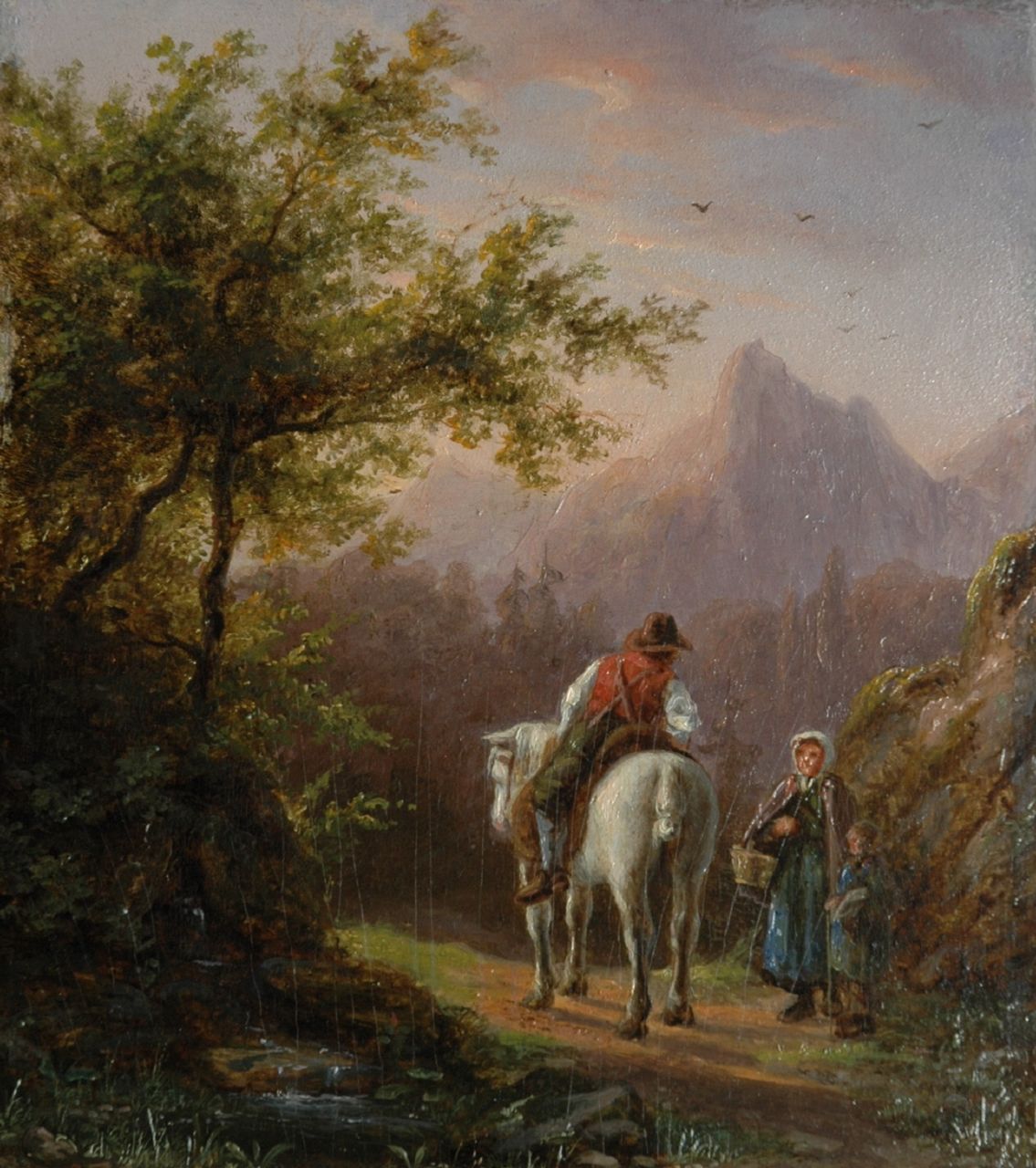 Sandick A. van | Anna van Sandick, Landvolk in de bergen, olieverf op paneel 19,4 x 17,1 cm