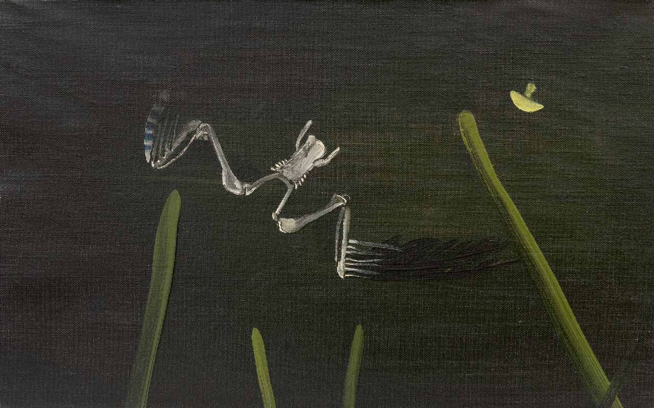 Tinus van Doorn | Bos met vogelgeraamte, olieverf op doek, 25,5 x 40,4 cm, te dateren ca. 1934-1938