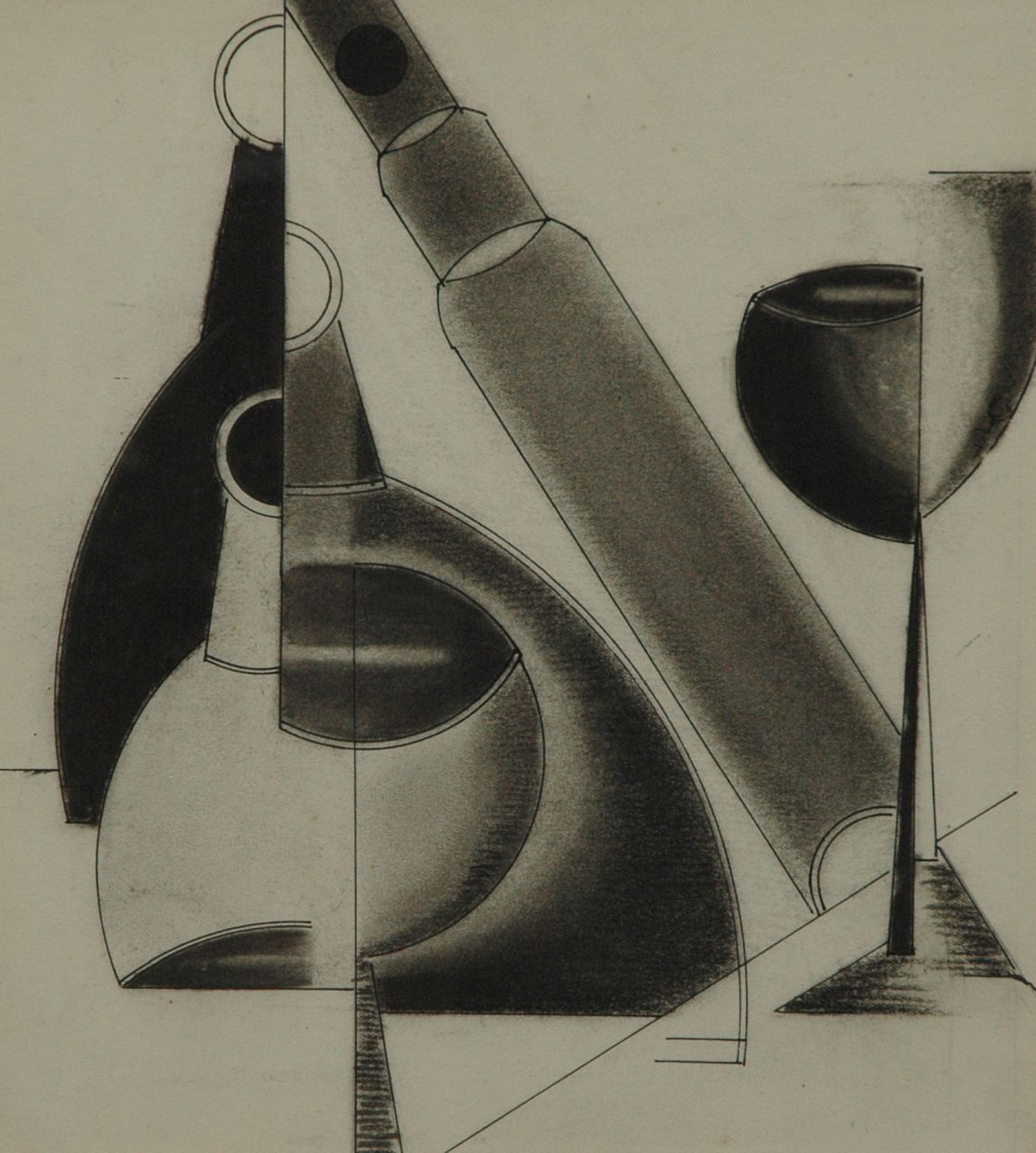 Rinsema T.  | Thijs Rinsema, Compositie (nr. 118), pen, inkt en krijt op papier 26,5 x 23,3 cm, te dateren ca. 1920