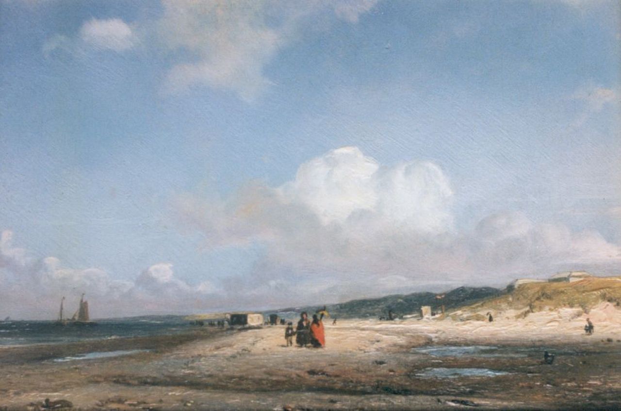 Deventer W.A. van | 'Willem' Anthonie van Deventer, Langs het strand, olieverf op paneel 12,3 x 18,2 cm, gesigneerd linksonder