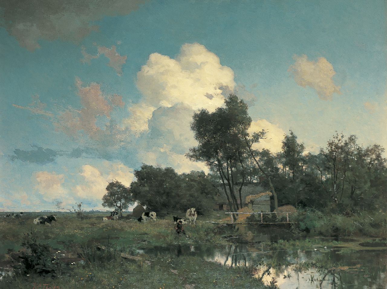 Tholen W.B.  | Willem Bastiaan Tholen, Zomers boerenlandschap, olieverf op doek 75,0 x 99,5 cm, gesigneerd linksonder